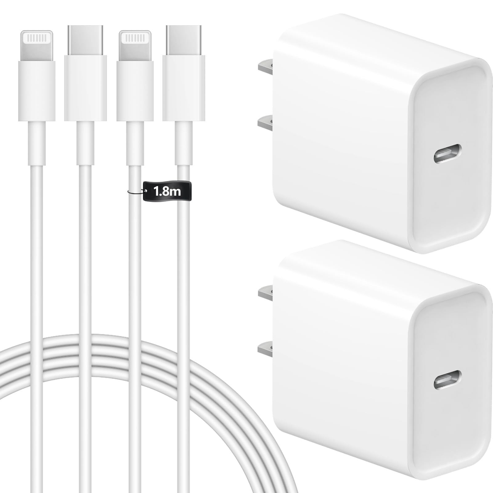 Amazon | for iPhone-充電器-純正 20W PD 急速充電【2個セット＆2本USB