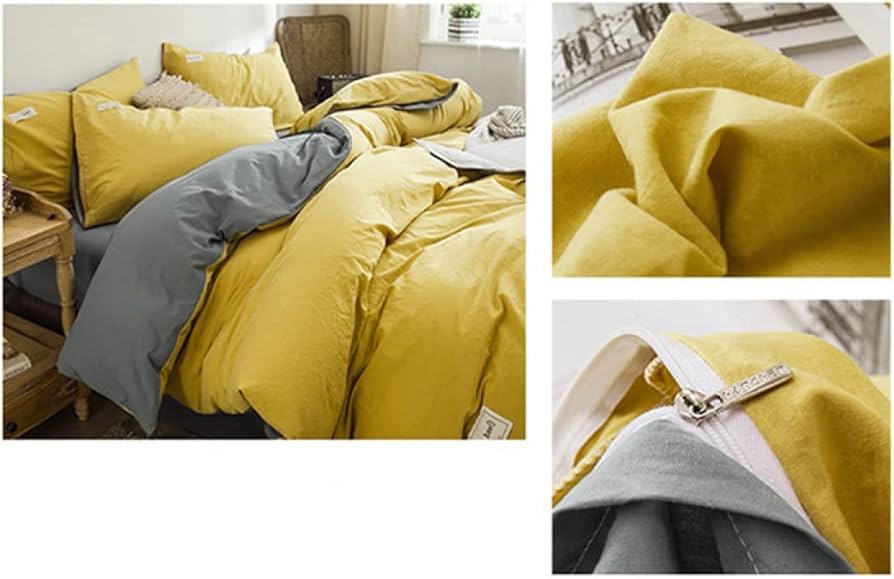 Amazon｜[tqqem] 布団カバー セミダブル 4点セット イエロー 布団