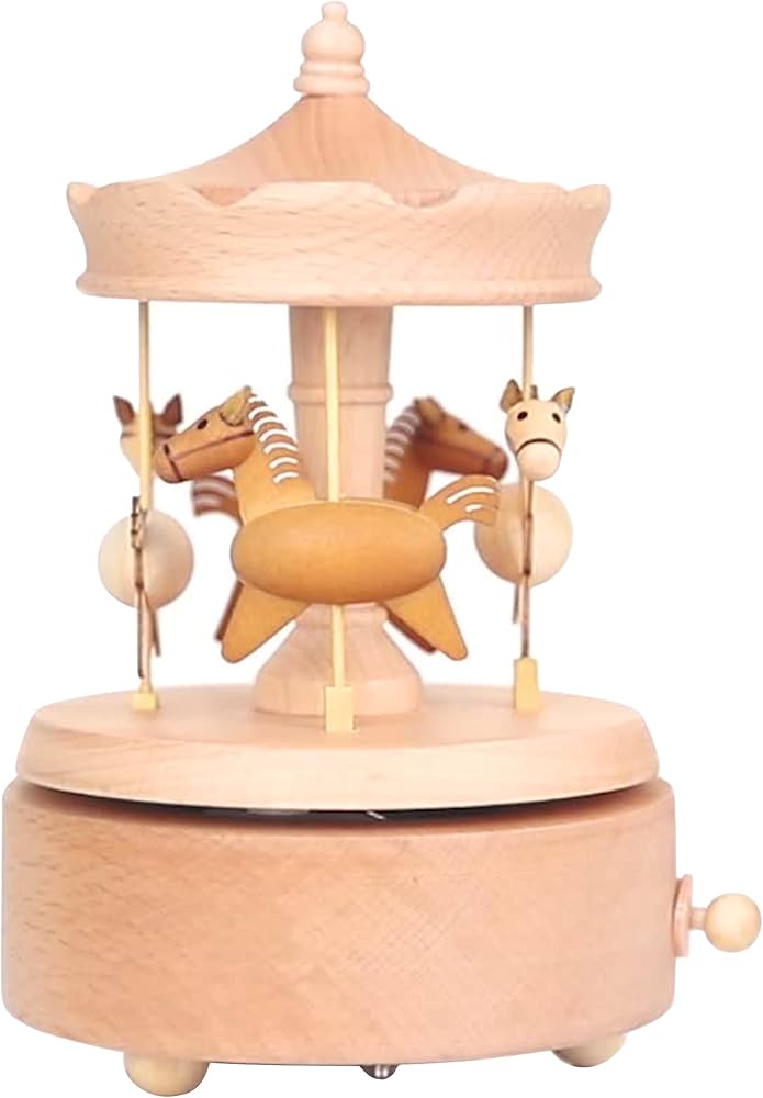 Amazon | HAMILO 木製オルゴール メリーゴーランド インテリア 飾り