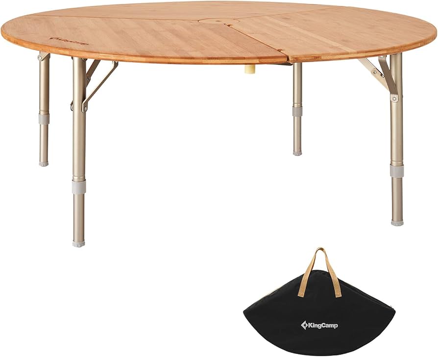 Amazon.com: KingCamp Bamboo Round Folding Table Camping Table for
