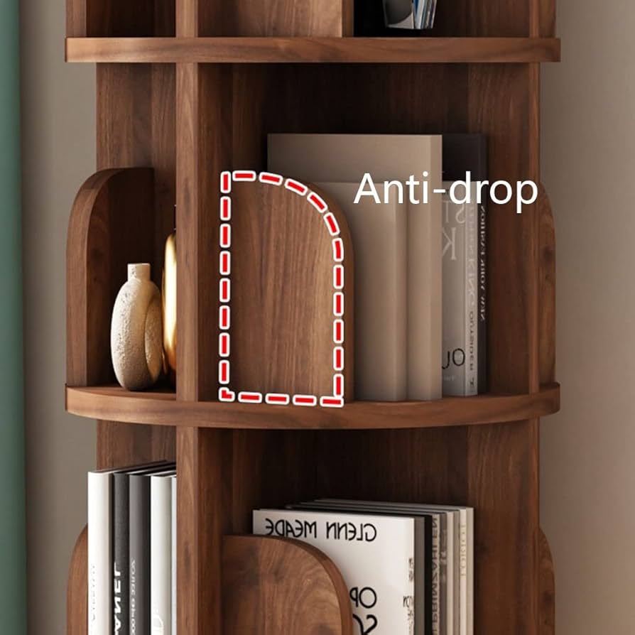 Amazon｜本棚 回転式本棚 360° 無垢材シェルフ 絵本棚 リビングルーム