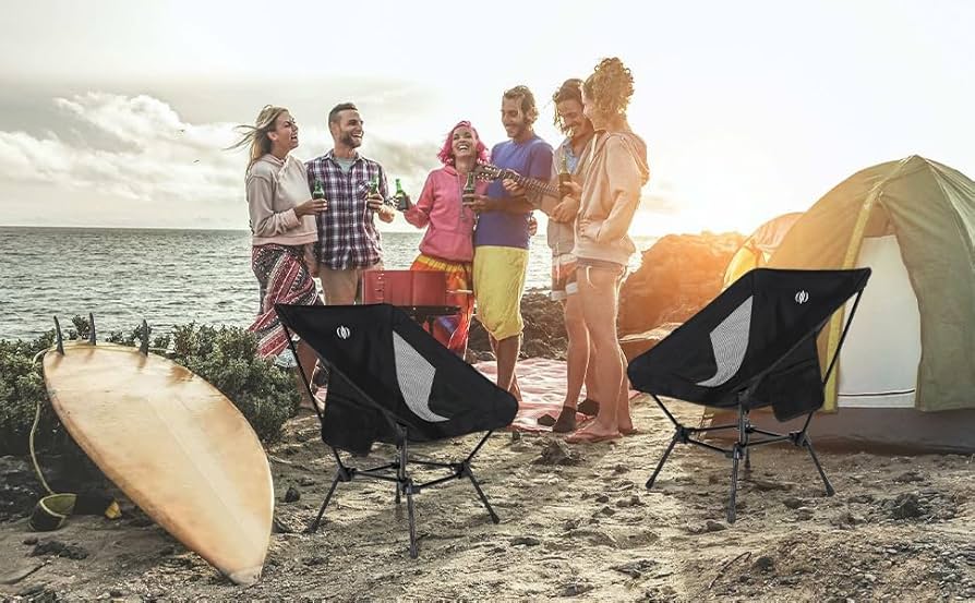 Amazon.com : D-LO Ultralight Camping Chair - Black - Upgraded Dual