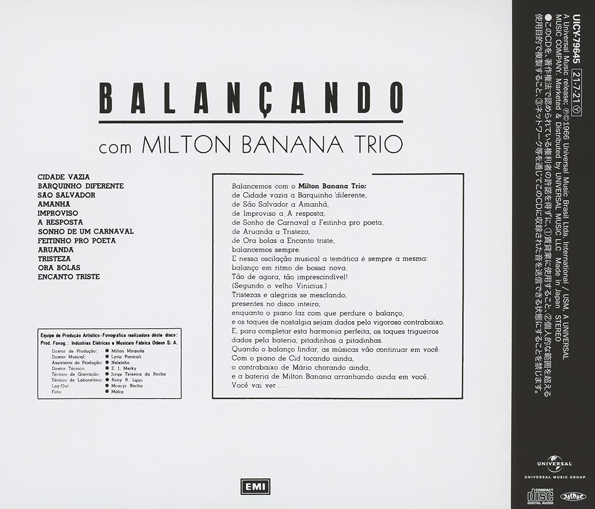 Balancando Com Milton Banana Trio Japanese Brazil's Treasured