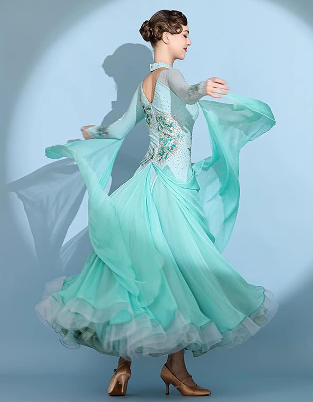 Amazon.co.jp: [RIKOUZY] 高級 社交ダンス ドレス ミントグリーン 豪華