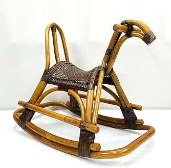 Amazon.co.jp: kazama製籐 ラタン ロッキングホース 木馬 アンティーク