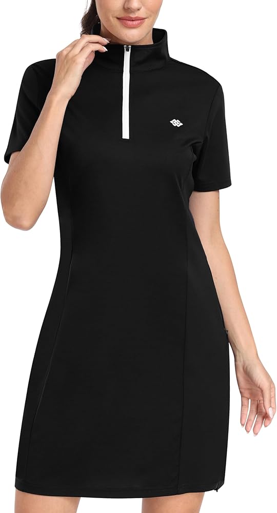 Amazon.com: MoFiz Short Sleeve Polo Dresses with Stand-Collar for