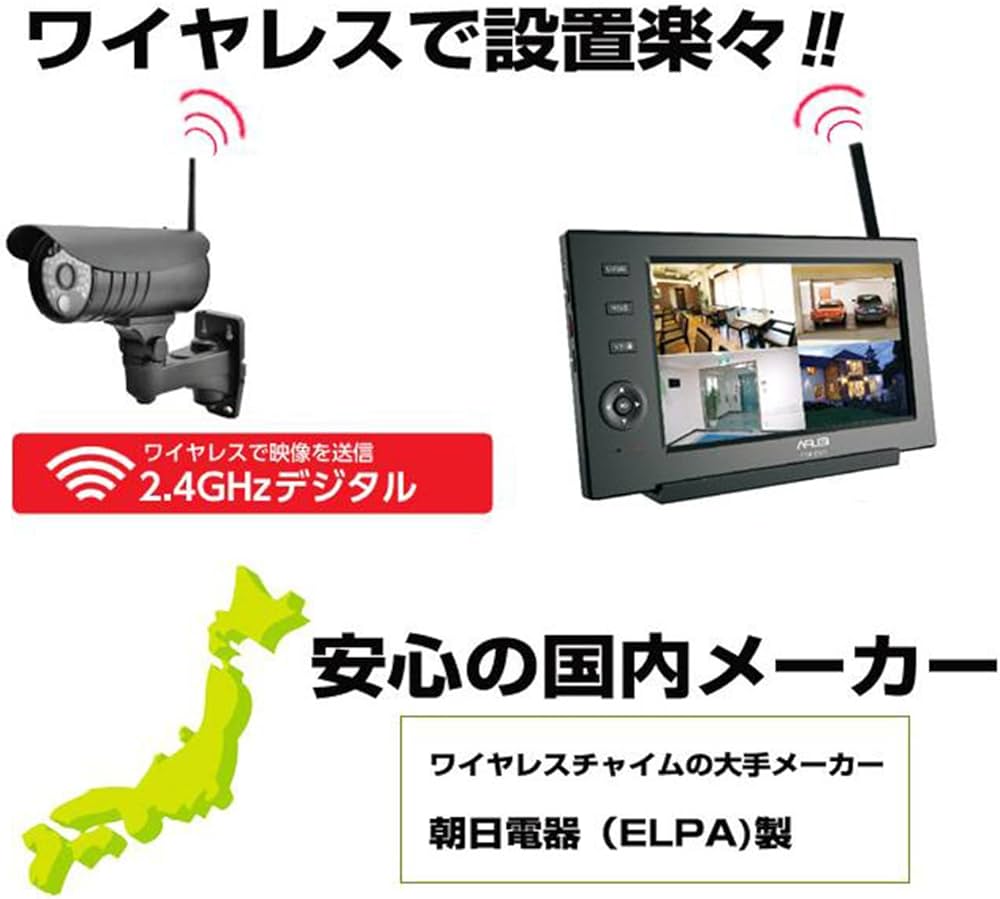 Amazon.co.jp: エルパ(ELPA) ワイヤレス防犯カメラ モニターセット