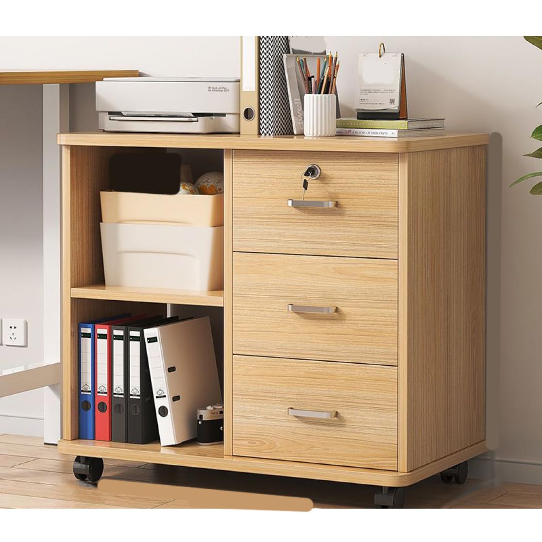 Amazon.co.jp: [dhiuebc] デスク ワゴン 3段 幅60 高さ59 奥行34 収納