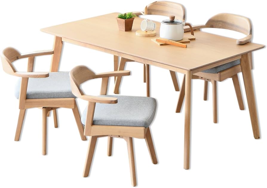 Amazon｜ダイニングテーブルセット 5点セット 回転チェア 4人掛け