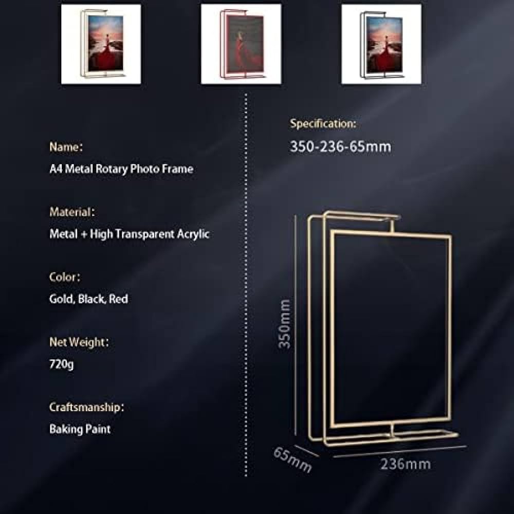 Amazon.co.jp: メタルフォトフレーム、A4両面360度回転フォトフレーム