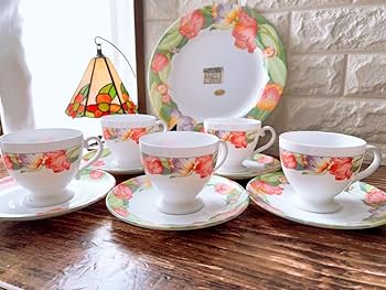 Amazon.co.jp: arcopal Alcopal Tulip Cup & Saucer & Platter Set of
