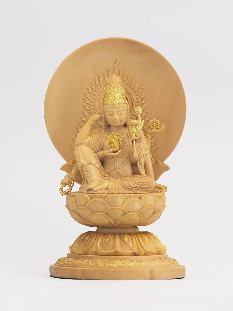 Amazon.co.jp: 極小仏 如意輪観音 10.5cm（木製：ツゲ 金泥仕上）＿