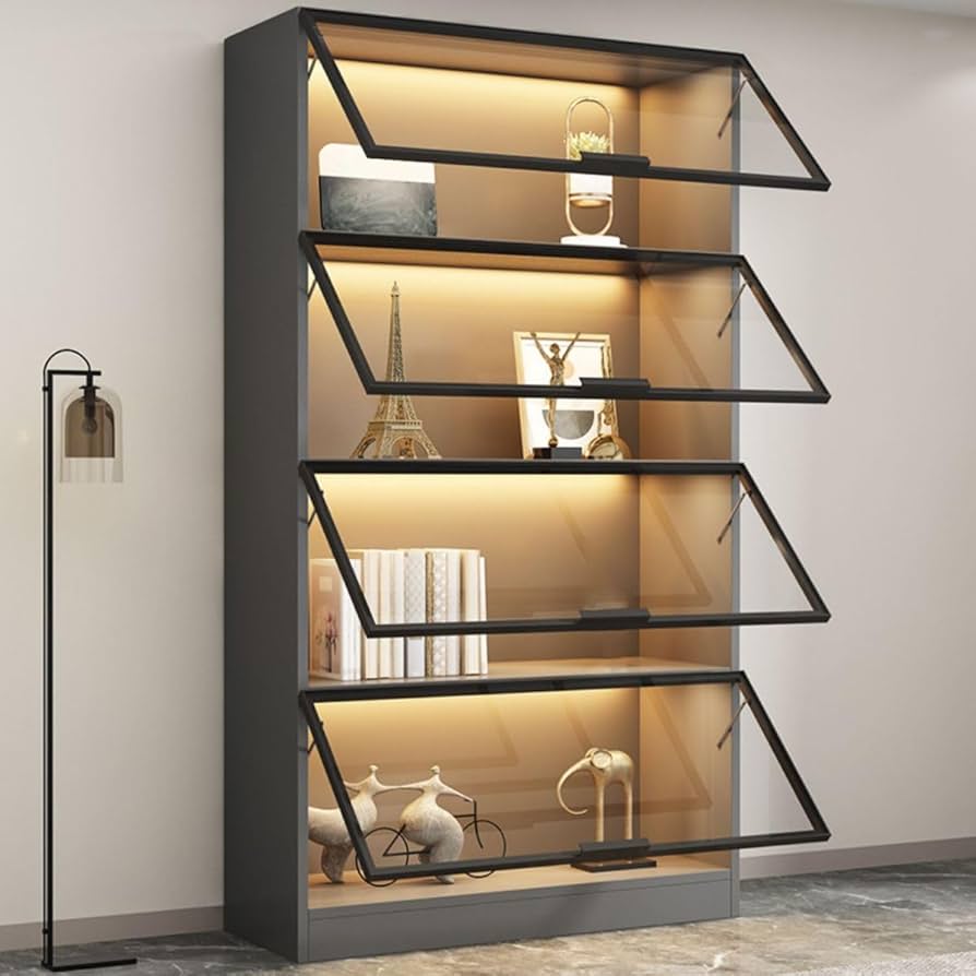 Amazon.co.jp: CraftThink 4段本棚 モダンなディスプレイキャビネット