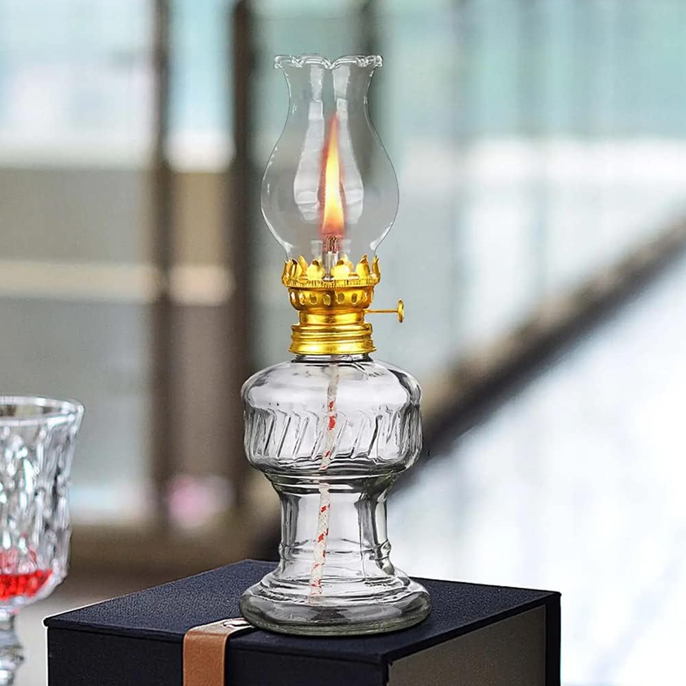 クラシックオイルランプ 透明 ガラス製2点 クラシックオイルランプ