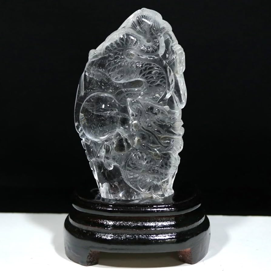 Amazon.co.jp: 【石流通センター】☆一点物☆【彫刻置物】龍 水晶 (台