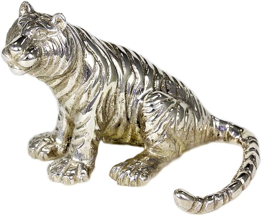 Amazon.co.jp: 干支 置物 銀製 虎・寅・とら 座虎 （梅都工房作品
