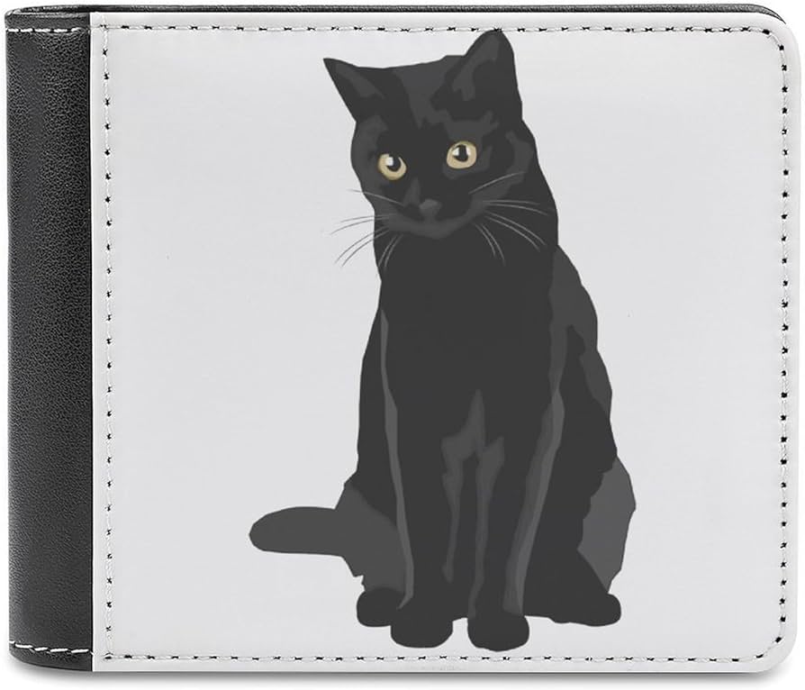 Amazon.co.jp: 財布 黒猫 猫柄 ネコ 二つ折り財布 長財布 メンズ