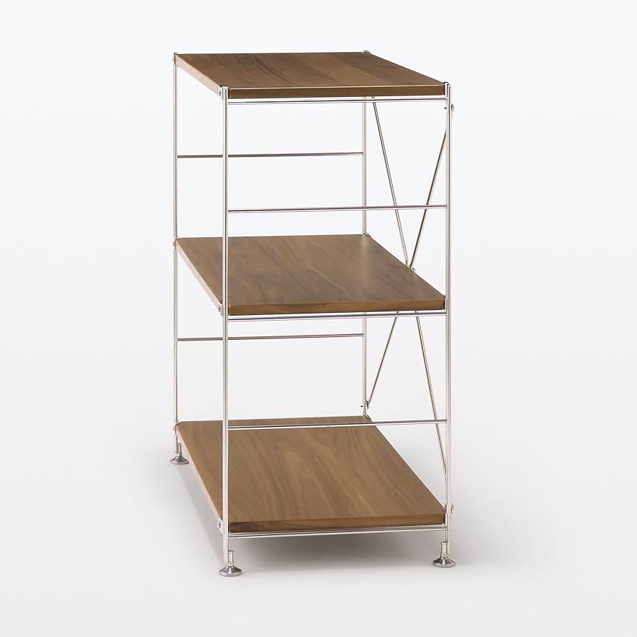 Amazon｜無印良品 ステンレスユニットシェルフ ウォールナット材棚