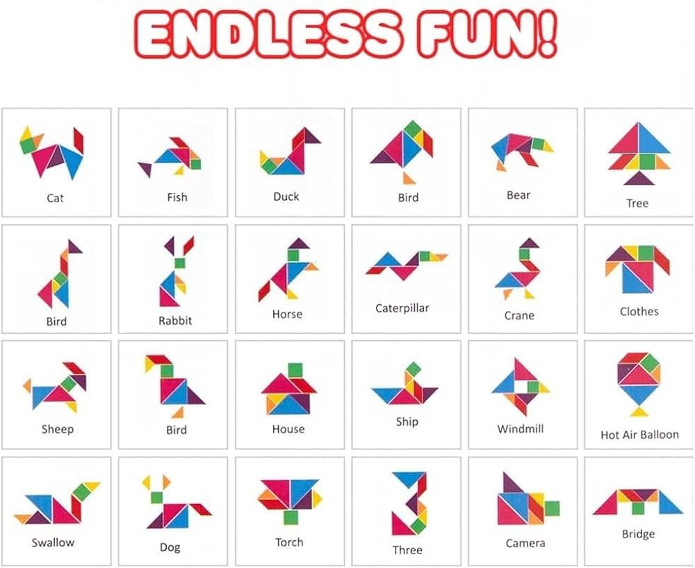 TRADEZY Wooden Tangram Puzzle for Early Mind Development – 8 Piece