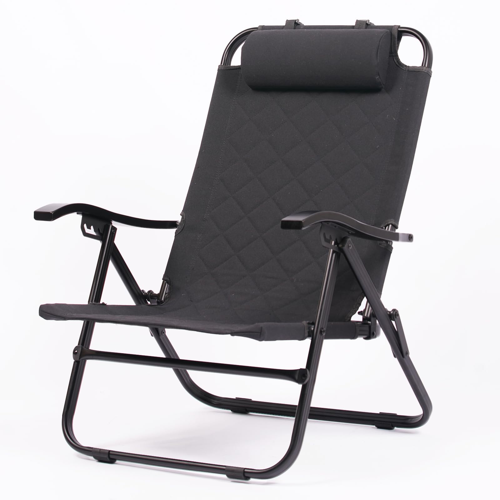 Amazon.co.jp: RcrCamp リクライニングローチェア 収納袋付き ブラック