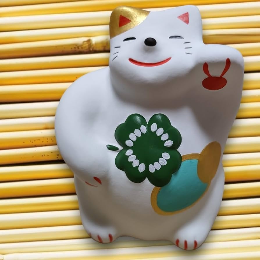 Amazon.co.jp: わはは 輪葉葉 ワハハ 招き猫 猫 置き物 ほてい猫