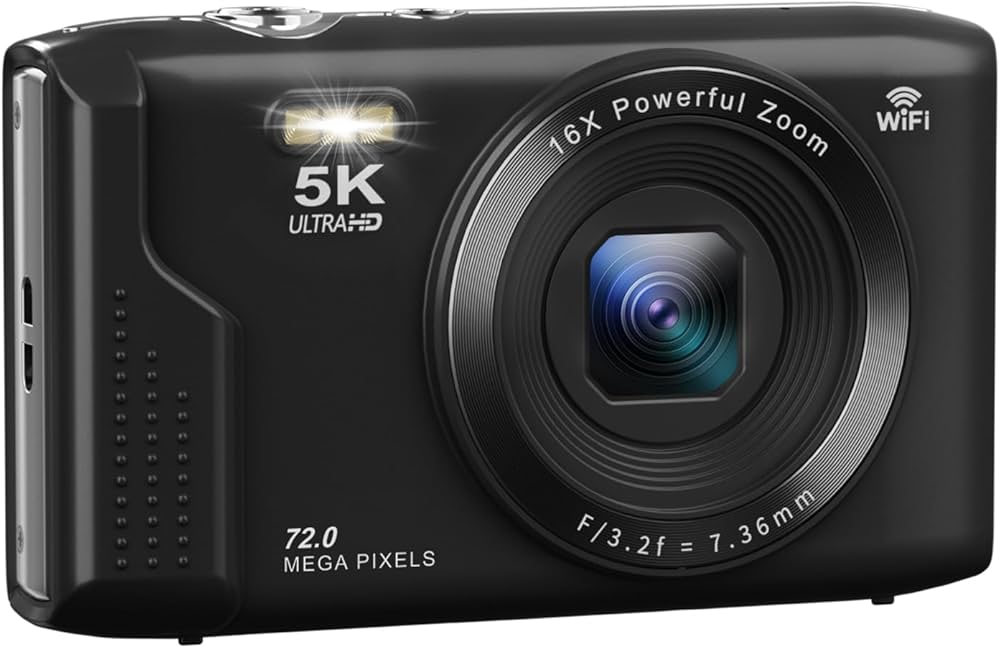 Amazon | AiMike スマホに送れる デジタルカメラ 5K デジカメ WIFI転送