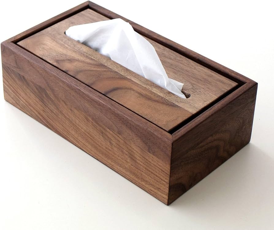 Amazon｜ティッシュケース 木製 ウォールナット 木目 無垢 ナチュラル
