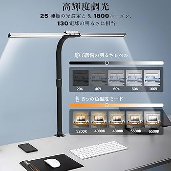 Amazon.co.jp: デスクライト LED クランプ式 Bravzurgスタンドライト