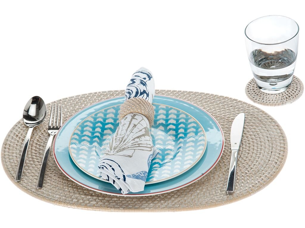 Amazon | KOUBOO ラグナ テーブルプレースマット ホワイトウォッシュ