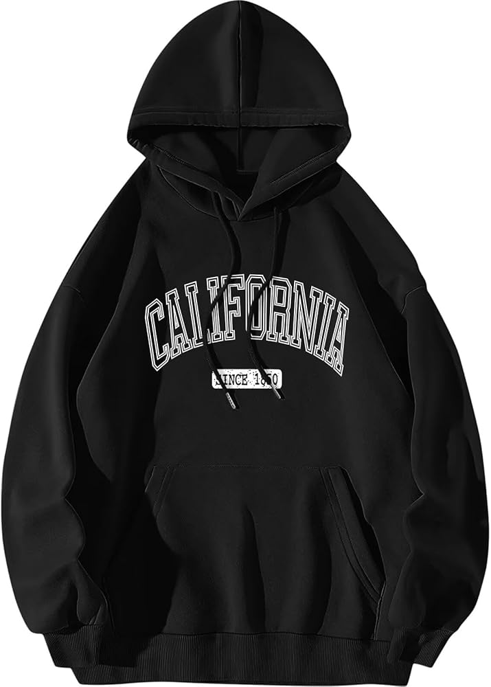 ORANDESIGNE Letter Graphic Print Hoodies for Women Oversized Long