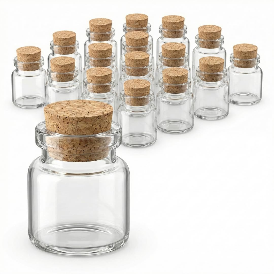 Amazon｜I'm so happy 小瓶 ガラス コルク栓 蓋付き おしゃれ ミニ