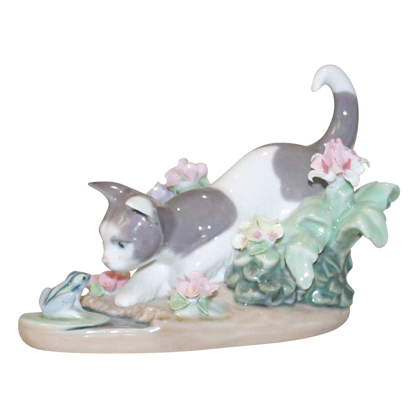 Amazon.com: Lladro Figurine 1442, Kitty Confrontation, w/ flowers