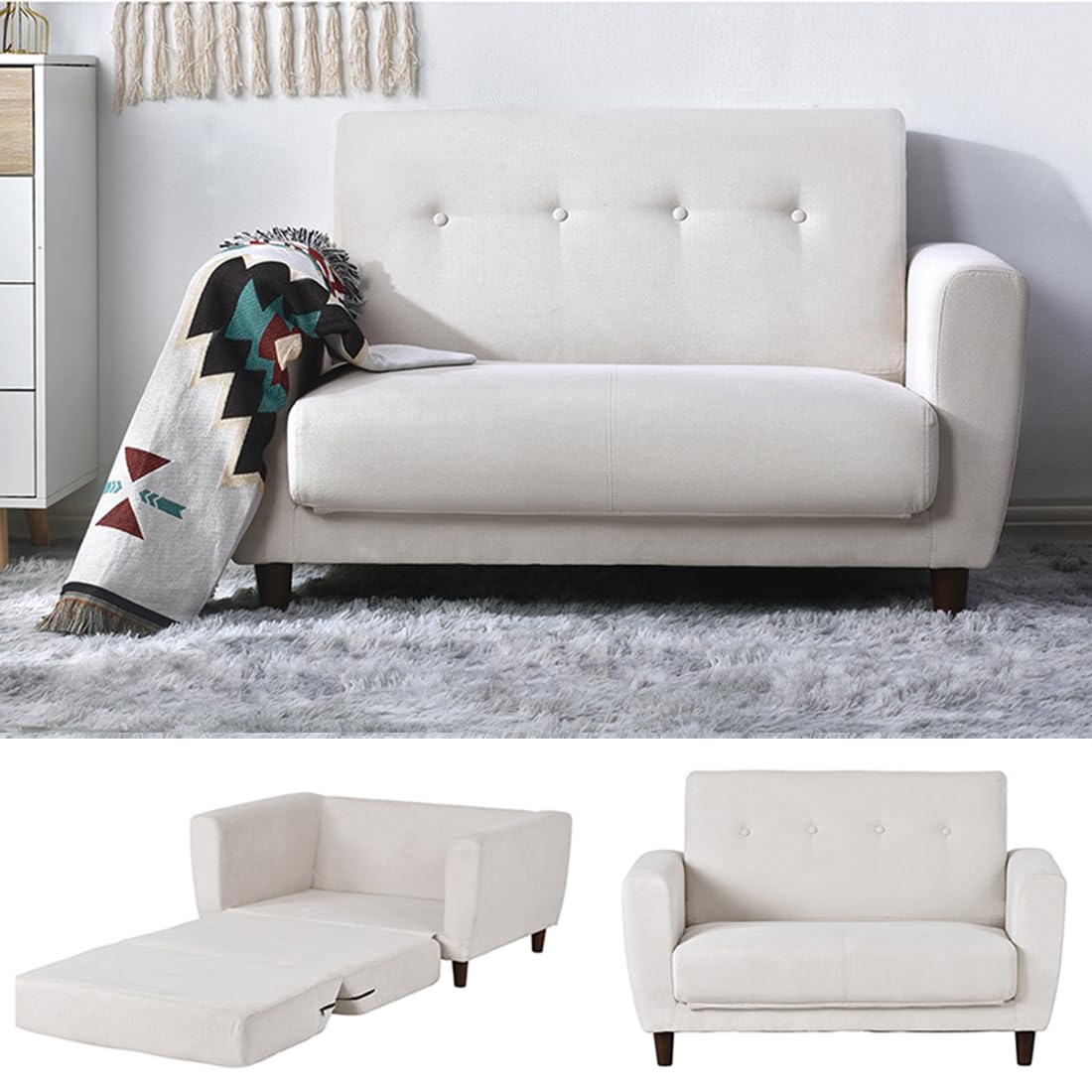 Amazon｜PEFEK ソファーベッド 二人掛け 脚付き 折りたたみ コンパクト