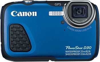 Amazon.com : Canon PowerShot D30 Waterproof Digital Camera, Blue