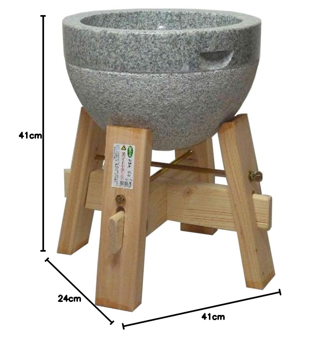 Amazon.co.jp: みかげ石 鉢形 もち臼 3升用 木台付き （本格派タイプの