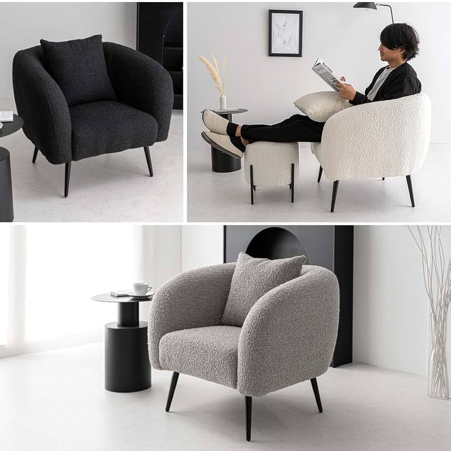 Amazon｜smoo ラウンジチェア ブークレ ソファ 一人掛け 二人掛け 1p