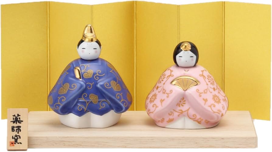 Amazon.co.jp: 薬師窯 桃の節句 ひな人形 彩絵 花錦 雛(桃色) : おもちゃ
