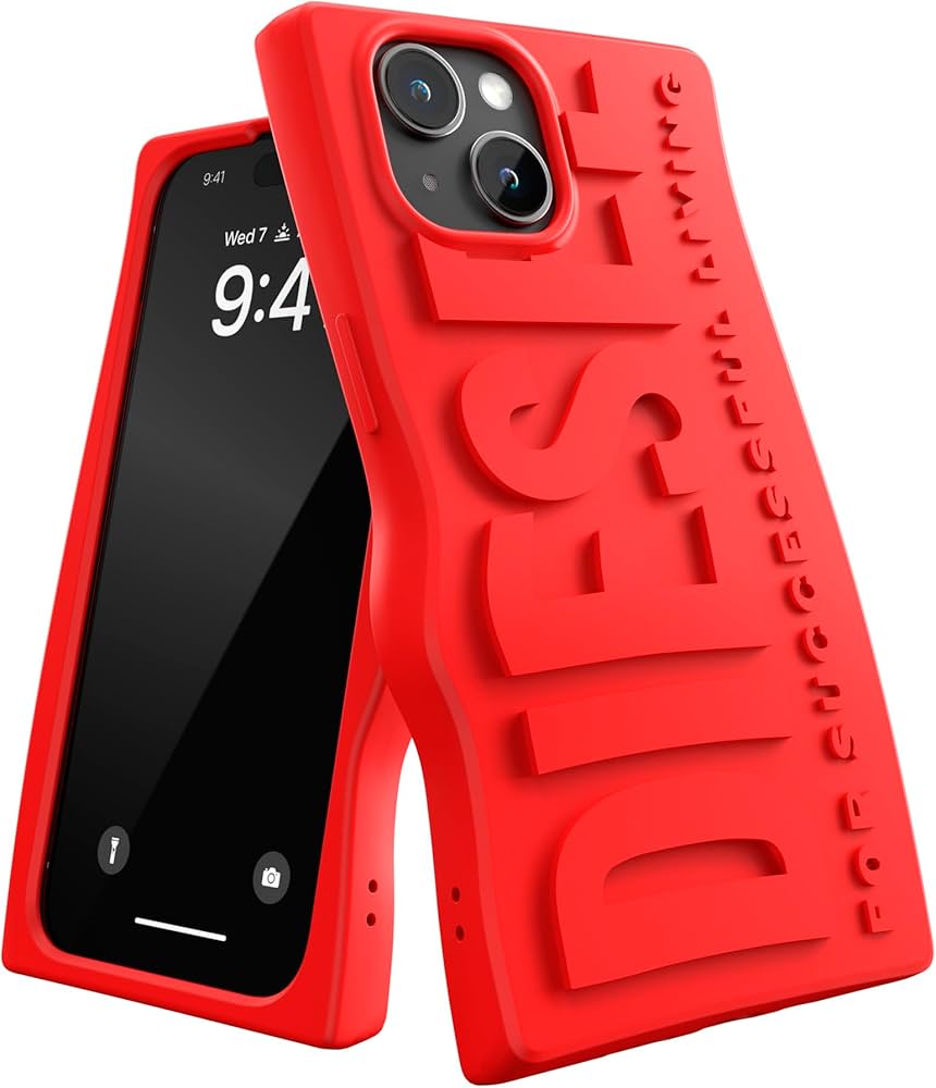 Amazon.co.jp: DIESEL iPhone15ケース ロゴ シリコンケース レッド 耐