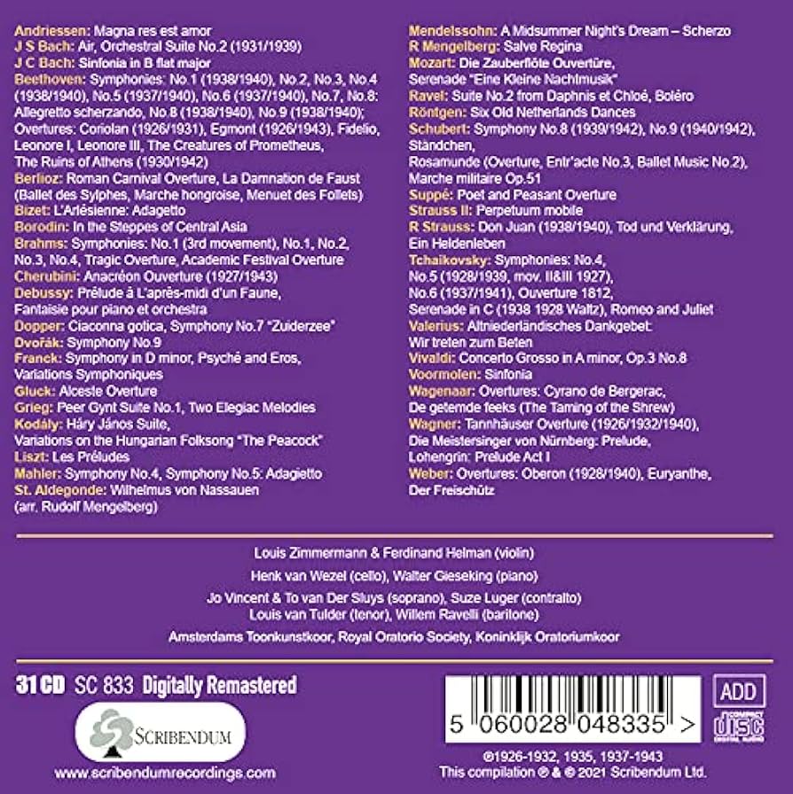 Amazon.co.jp: ウィレム・メンゲルベルクの芸術 with コンセルトヘボウ