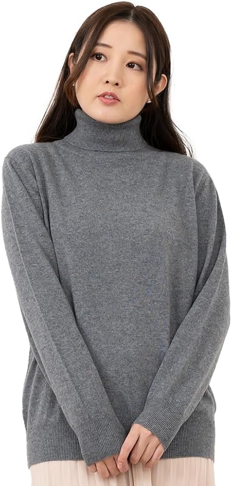 g/foreジーフォア グレー カシミヤ100%タートルハイネックニットサイズ