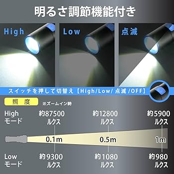 Amazon | オーム(OHM) 電機 懐中電灯 USB充電式 LED充電式ライト