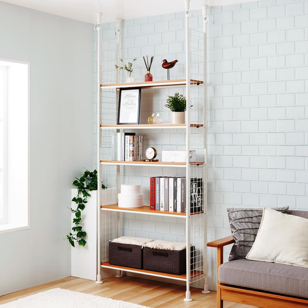 Amazon｜ラック 突っ張り 5段 幅97×奥行35×高さ232~282cm ホワイト