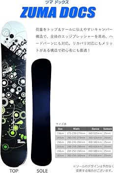 Amazon | スノボ3点セット ZUMA DOCS ブラックグリーン 138cm