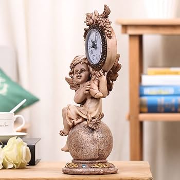 Amazon｜置時計天使彫刻装飾卓上時計家の装飾サイレントスイープ秒機