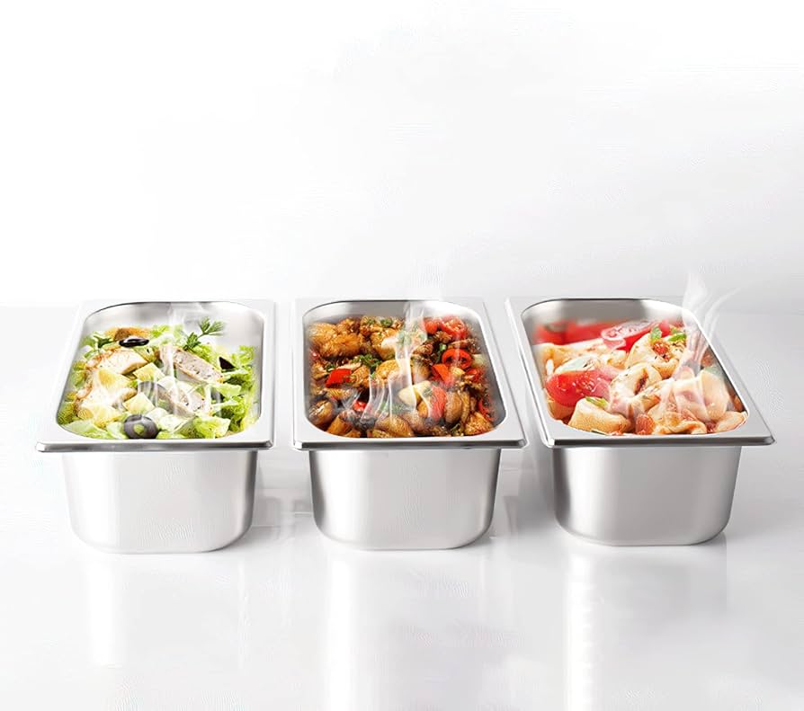 Amazon | Kingrol 2パック 1/3サイズ ホテルパン 蓋付き 深さ3-5/8