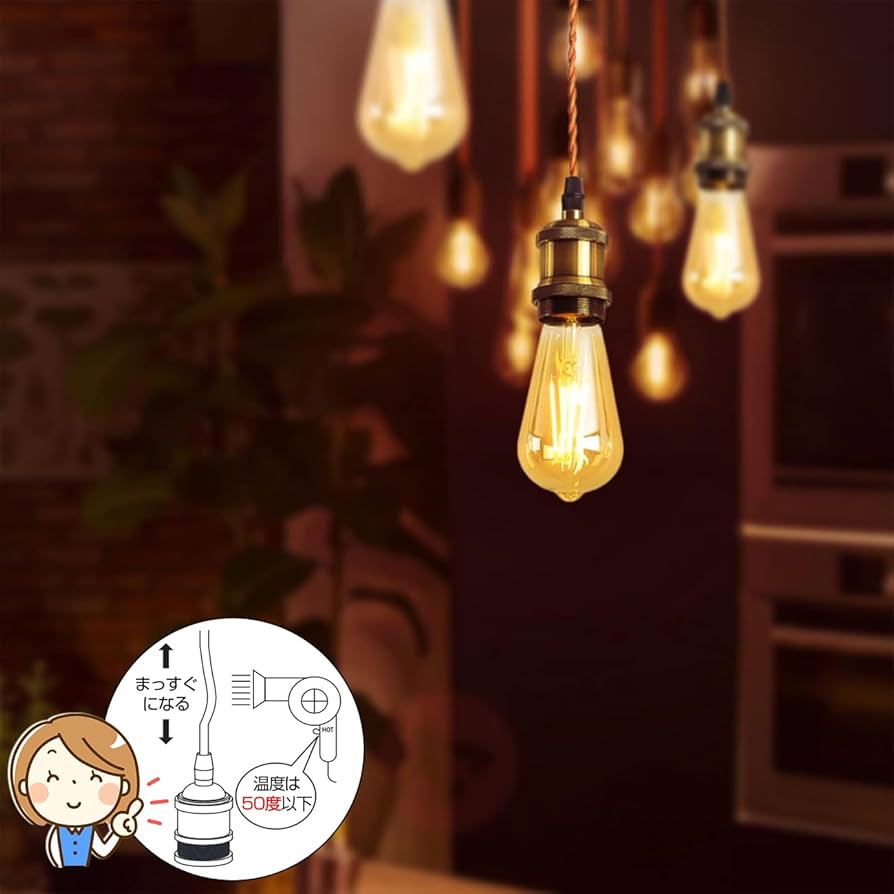 Amazon.co.jp : LVWIT ペンダントライト E26口金 LED電球付き エジソン