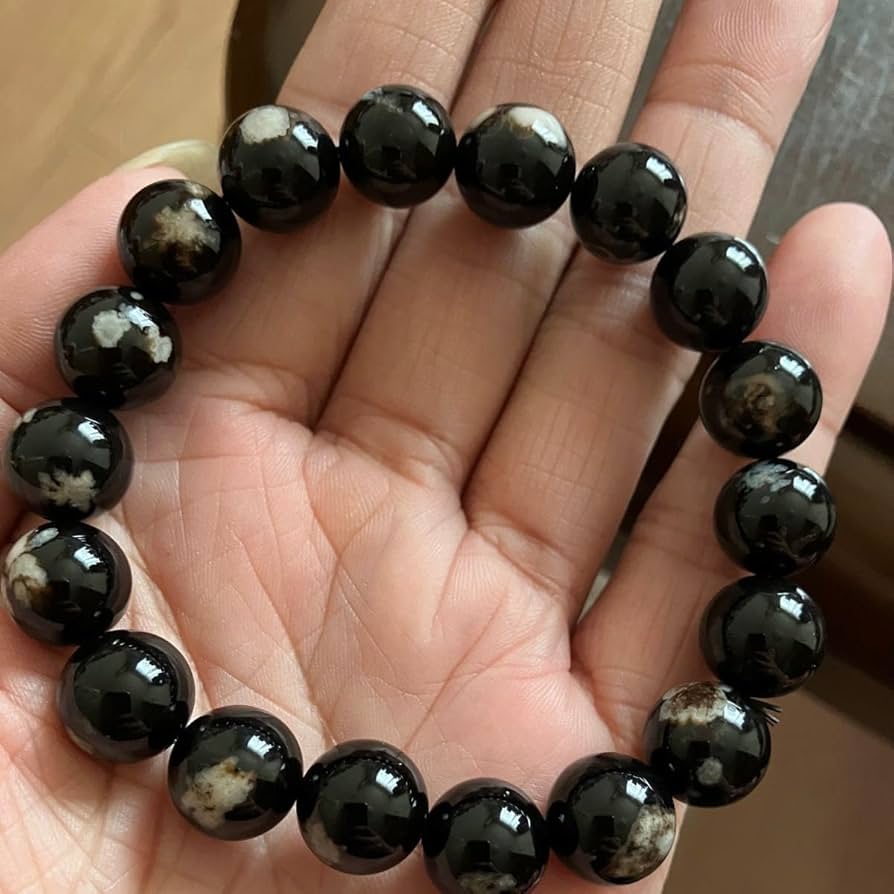 Amazon.co.jp: 夜桜瑪瑙 黒桜瑪瑙 天然石 ブレスレット パワーストーン