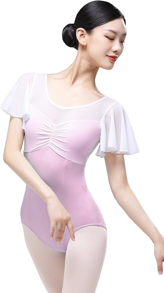 Amazon.co.jp: [s.lemon] バレエ 大人 レオタード, おしゃれ 半袖 白