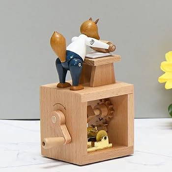 Amazon.co.jp: オルゴール キツネ オーナメント 木製オルゴール