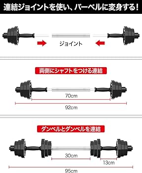 Amazon | ダンベル 可変式 スチール製 20kg 30kg 40kg 2個セット
